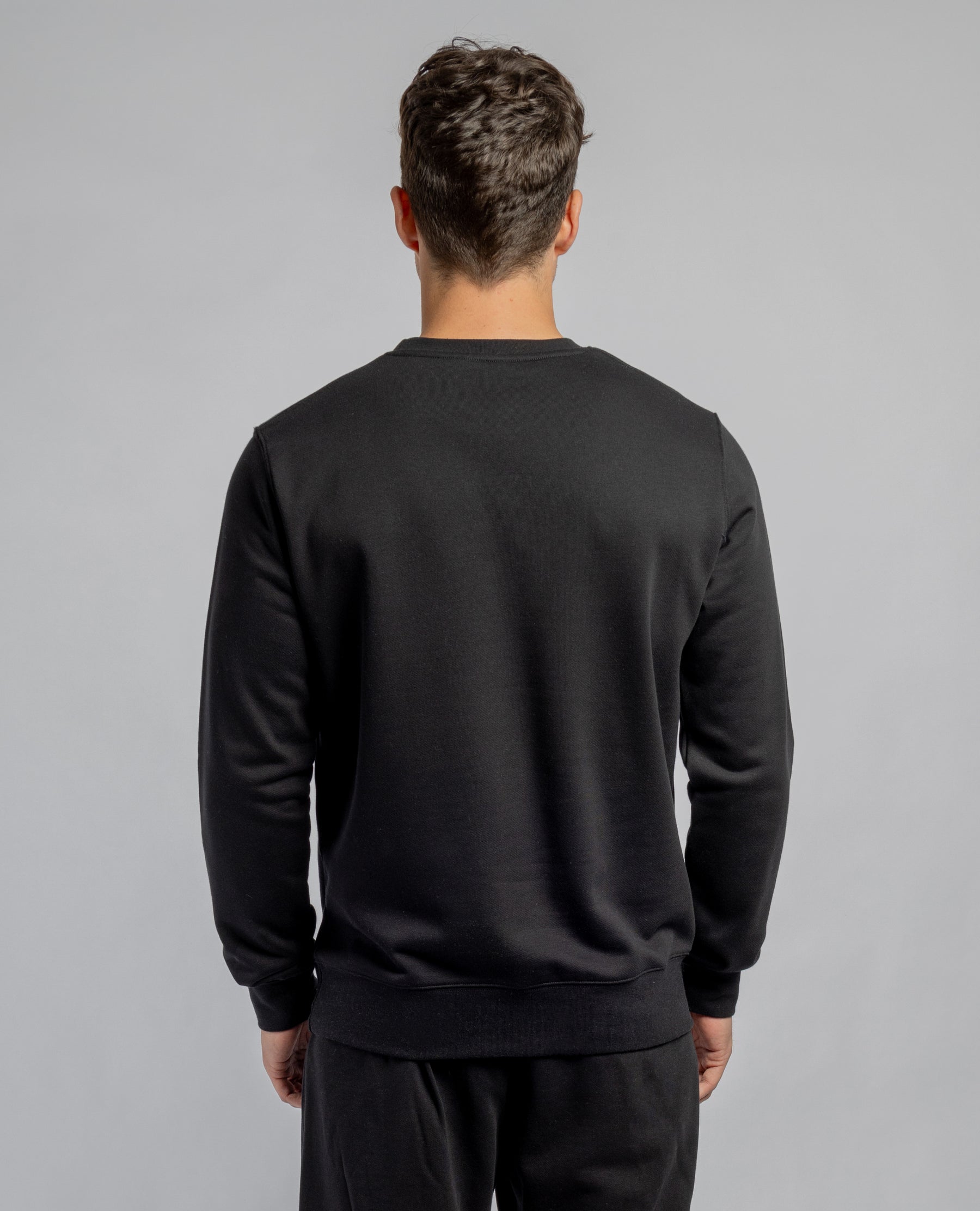 Black crew neck cotton sweatshirt