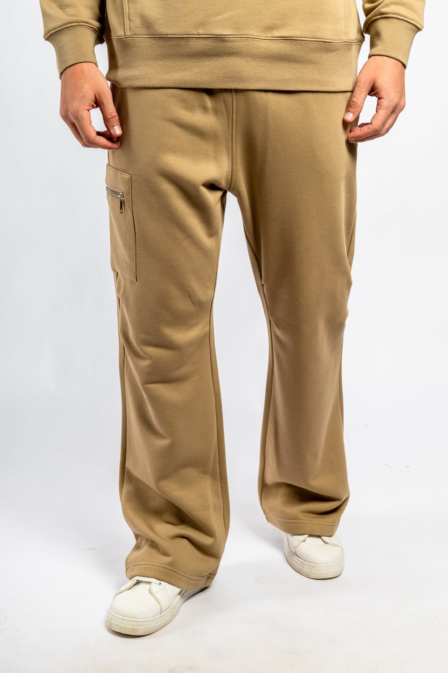 Dark Beige Wide Leg Sweatpants