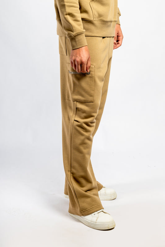 Dark Beige Wide Leg Sweatpants