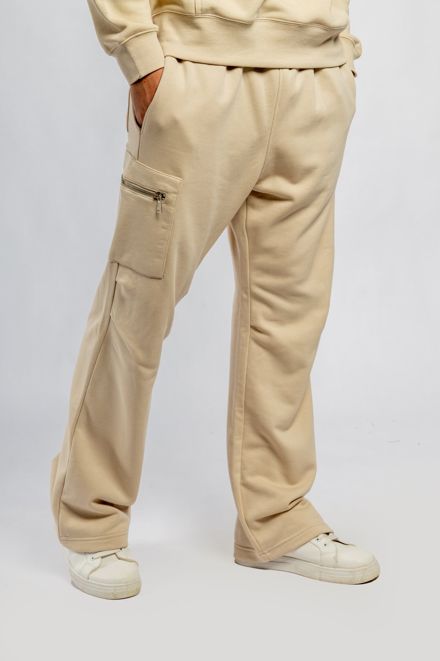 Beige Wide Leg Sweatpants