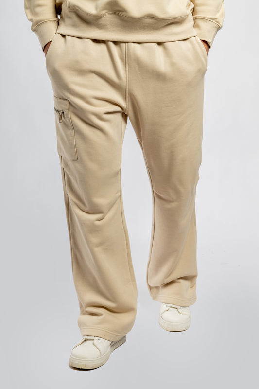 Beige Wide Leg Sweatpants