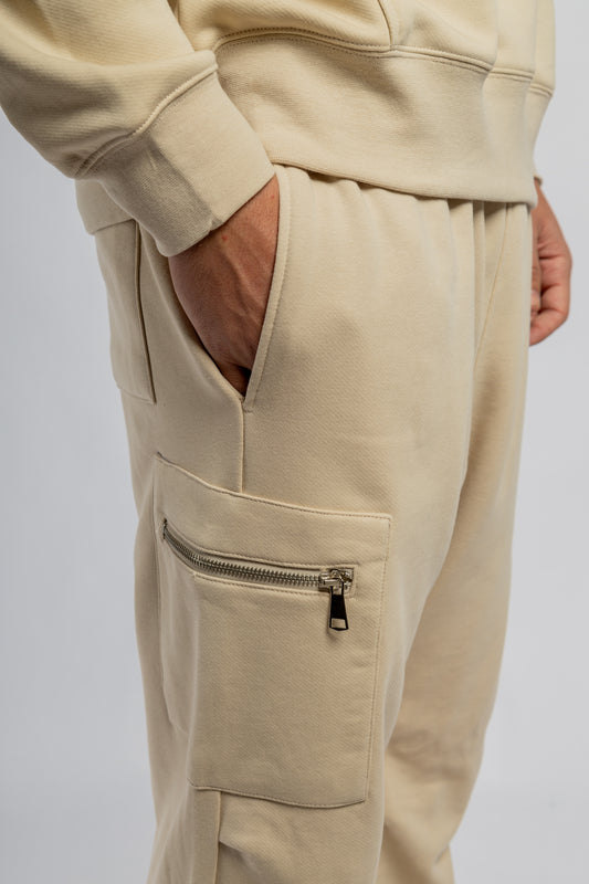 Beige Wide Leg Sweatpants