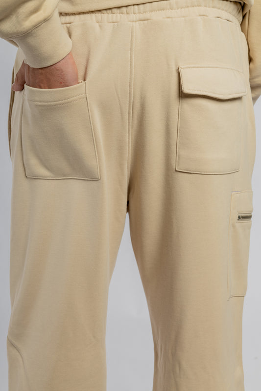 Beige Wide Leg Sweatpants