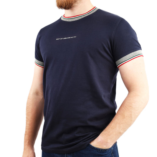Navy basic short sleeve T-shirt  with a Trico collar