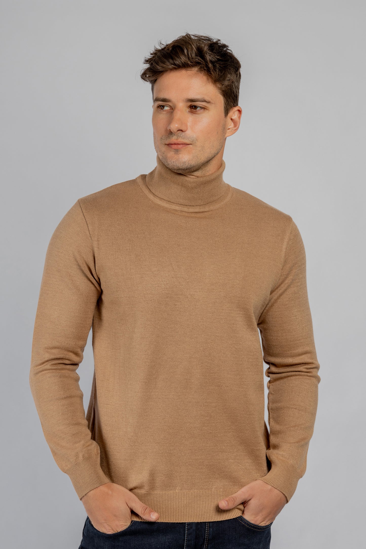 Dark Beige High Collar Pullover