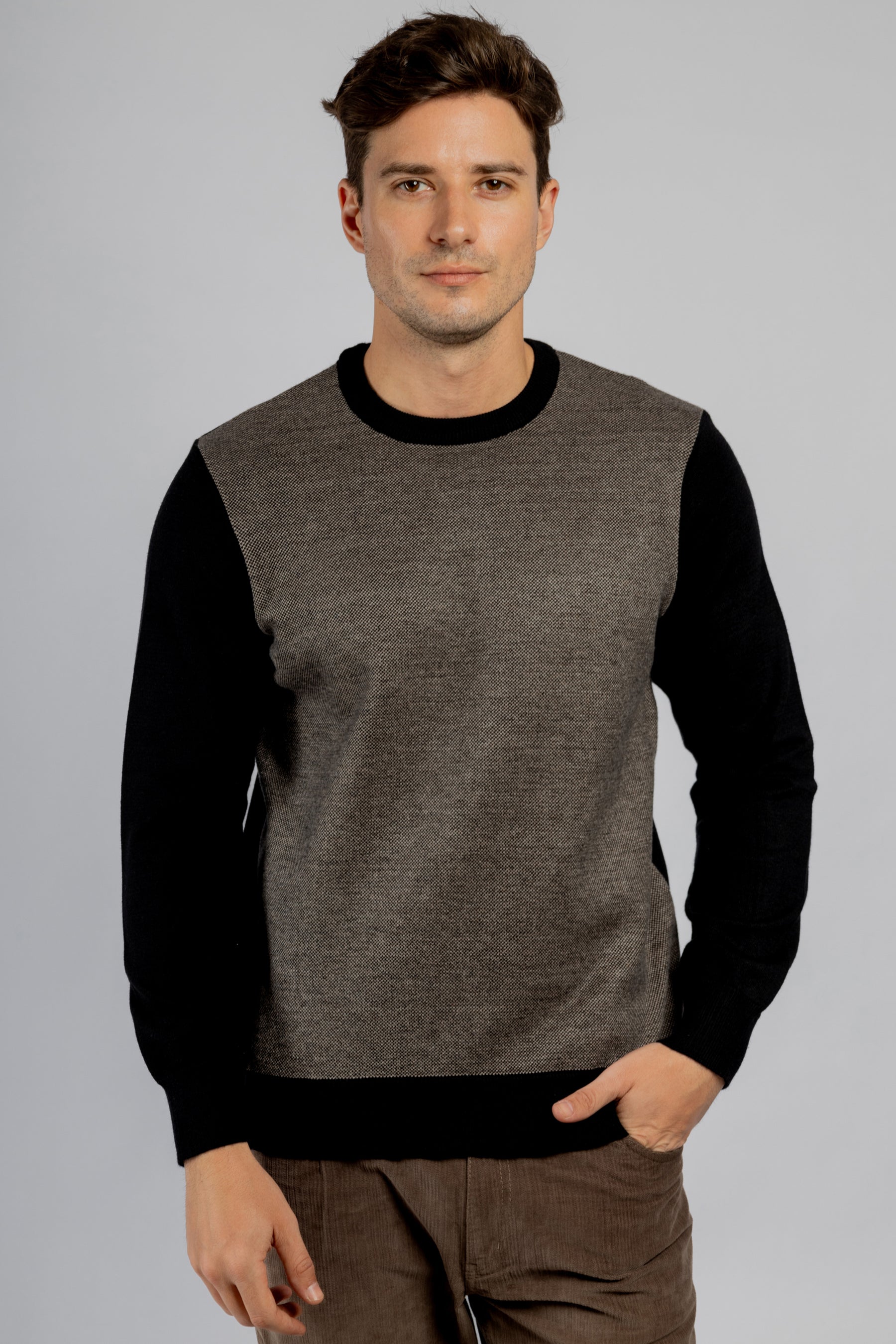 Dark Earth Brown Crew Neck Pullover