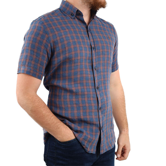 Brown checkered Linen Shirt