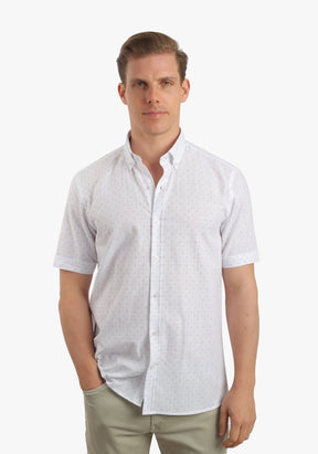 Printed Linen Look Short Sleeves Shirt