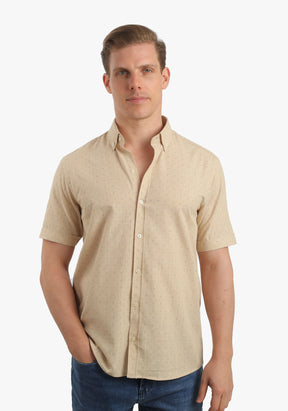 Printed Linen Look Short Sleeves Shirt