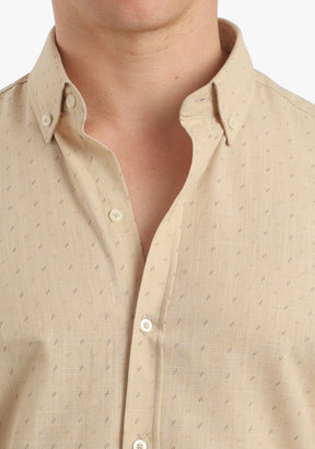 Printed Linen Look Short Sleeves Shirt