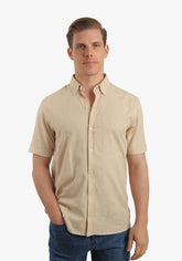 Printed Linen Look Short Sleeves Shirt