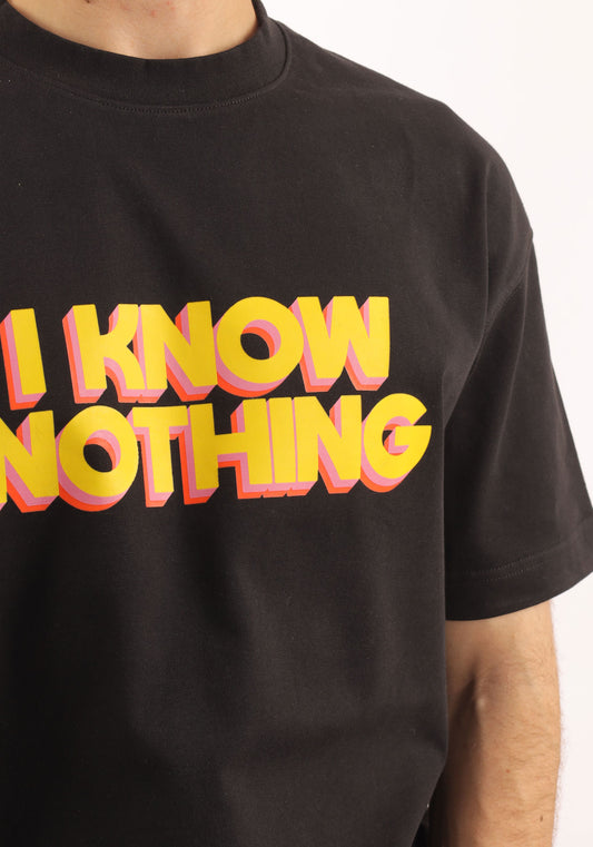 Black Know Nothing Print Oversize T-shirt