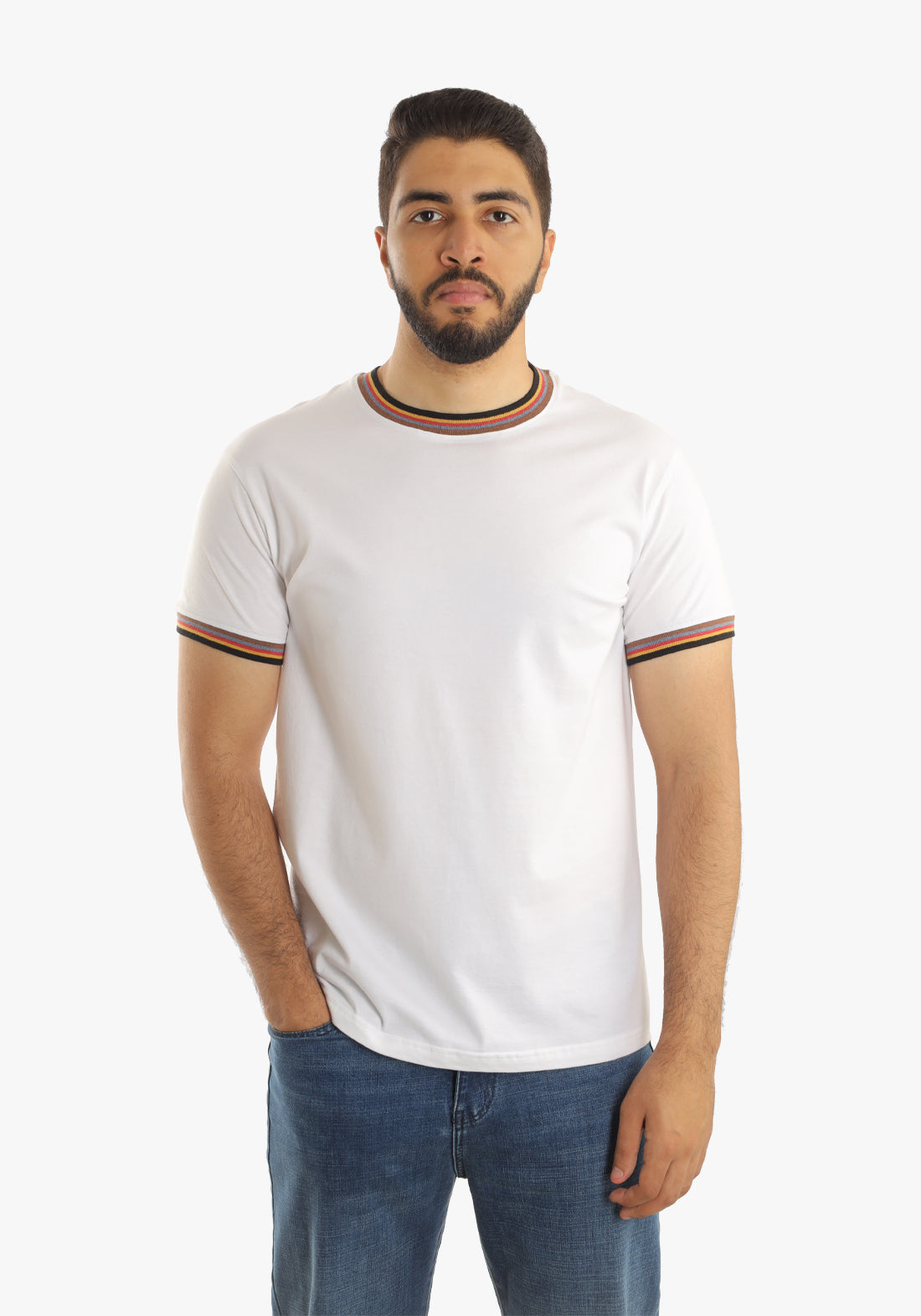 Off-White Basic Plain T-shirt with a Trico Collar