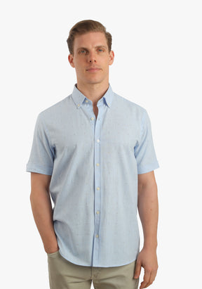 Printed Linen Look Short Sleeves Shirt