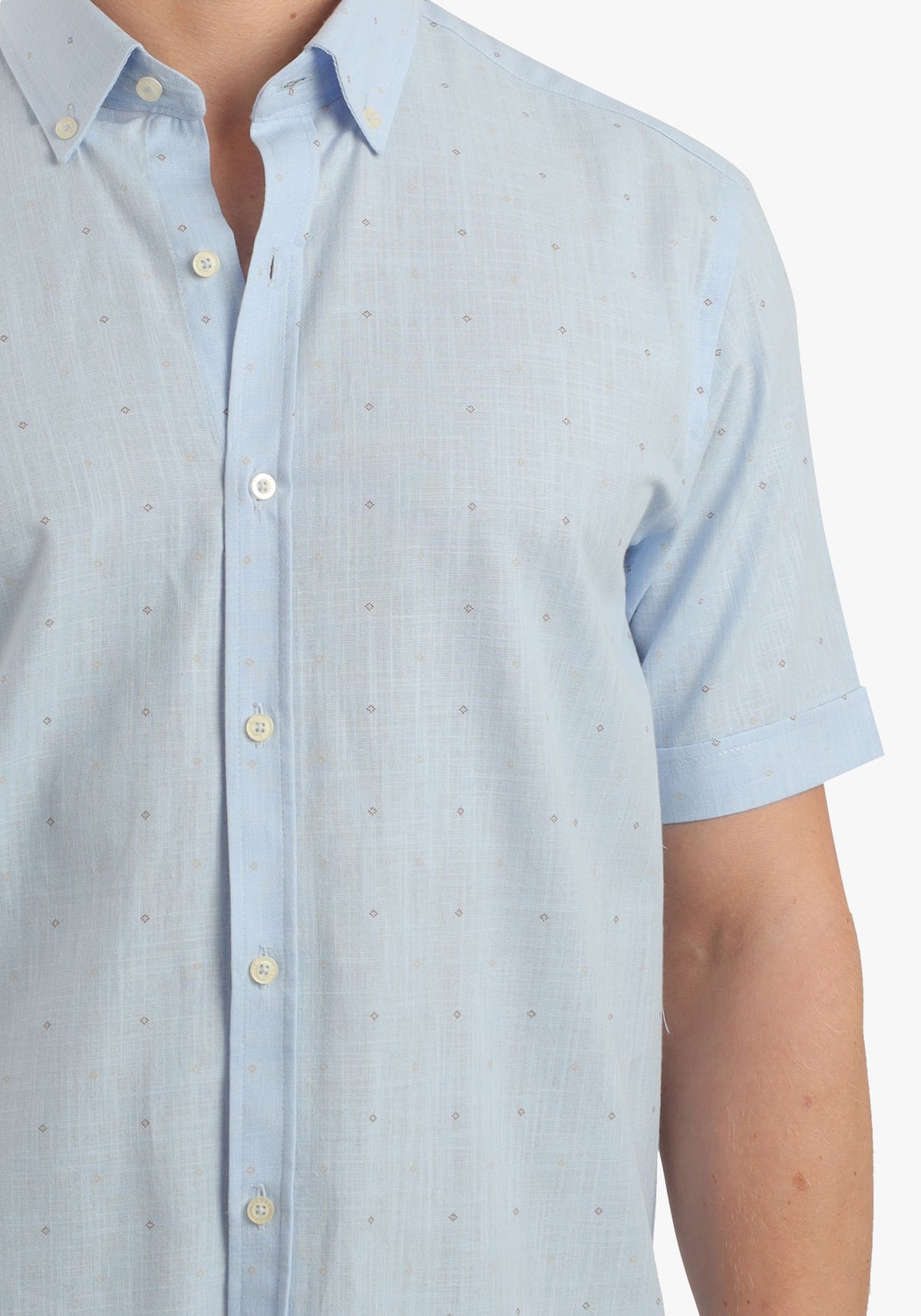 Printed Linen Look Short Sleeves Shirt