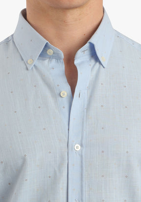 Printed Linen Look Short Sleeves Shirt