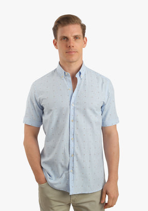 Printed Linen Look Short Sleeves Shirt