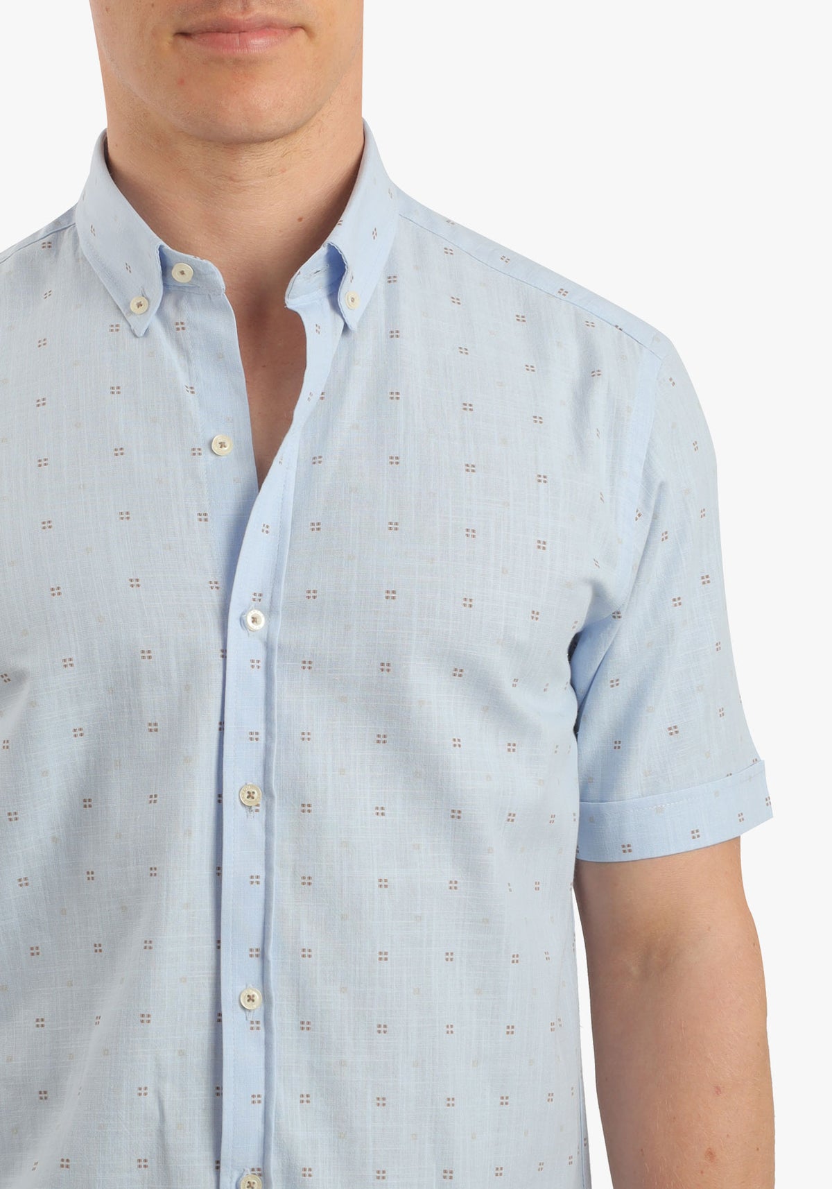 Printed Linen Look Short Sleeves Shirt