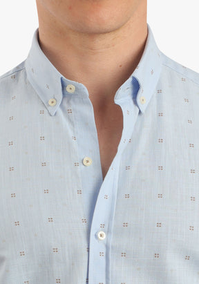 Printed Linen Look Short Sleeves Shirt