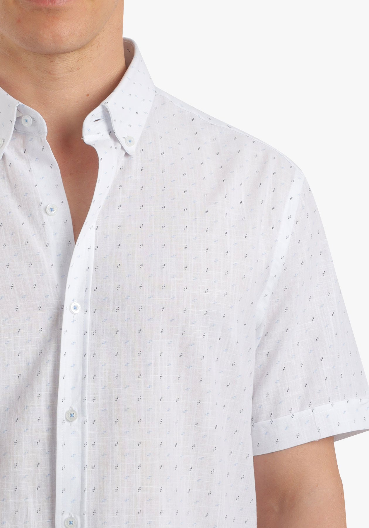 Printed Linen Look Short Sleeves Shirt