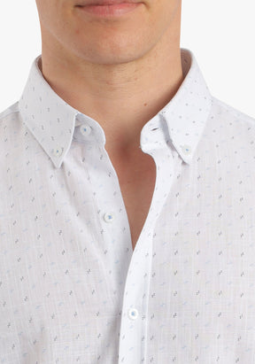 Printed Linen Look Short Sleeves Shirt