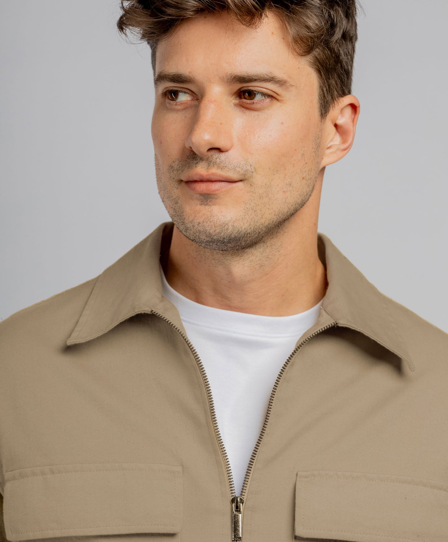 Dark Beige Worker Jacket