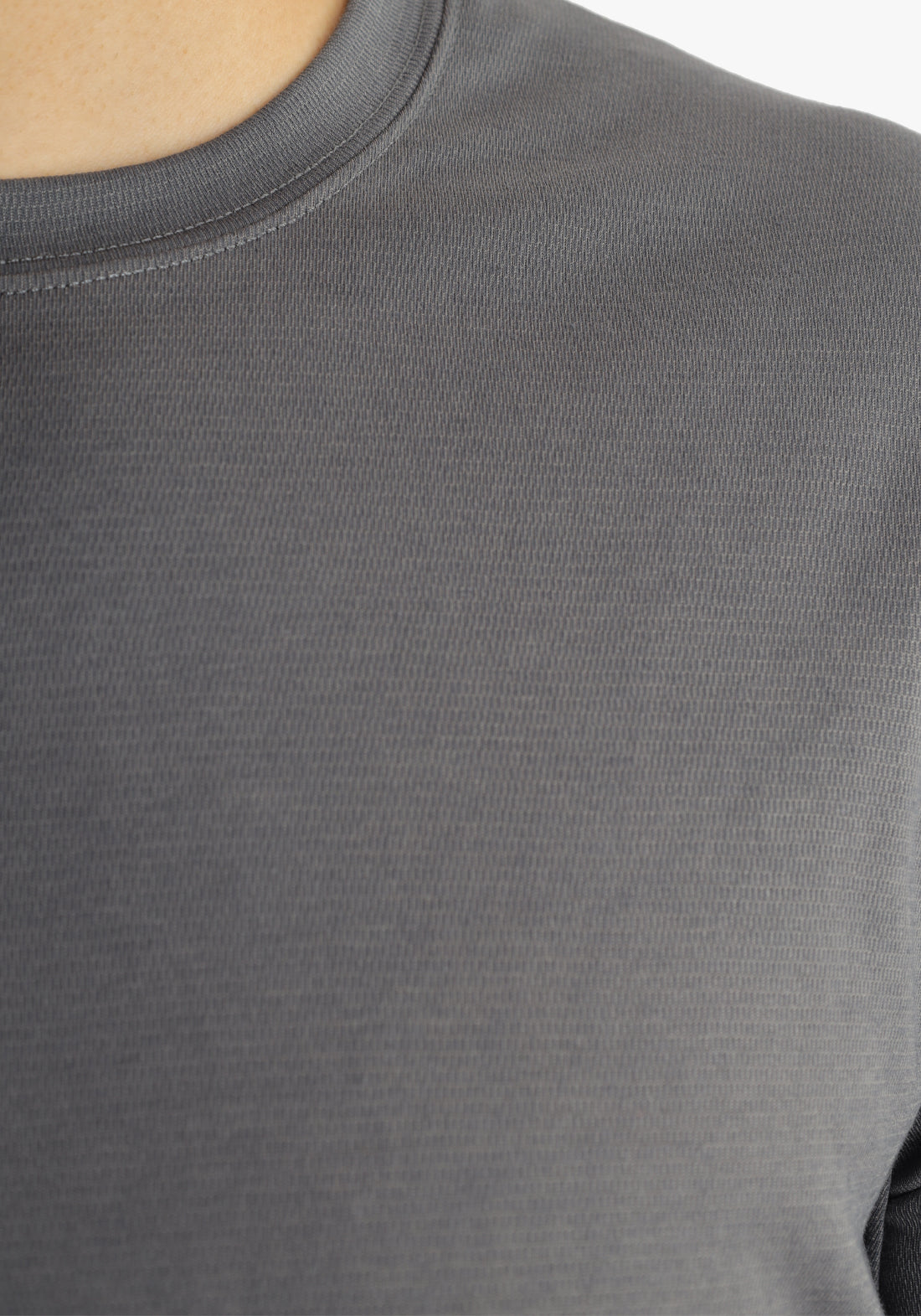 Grey Jacquard Round Neck T-Shirt