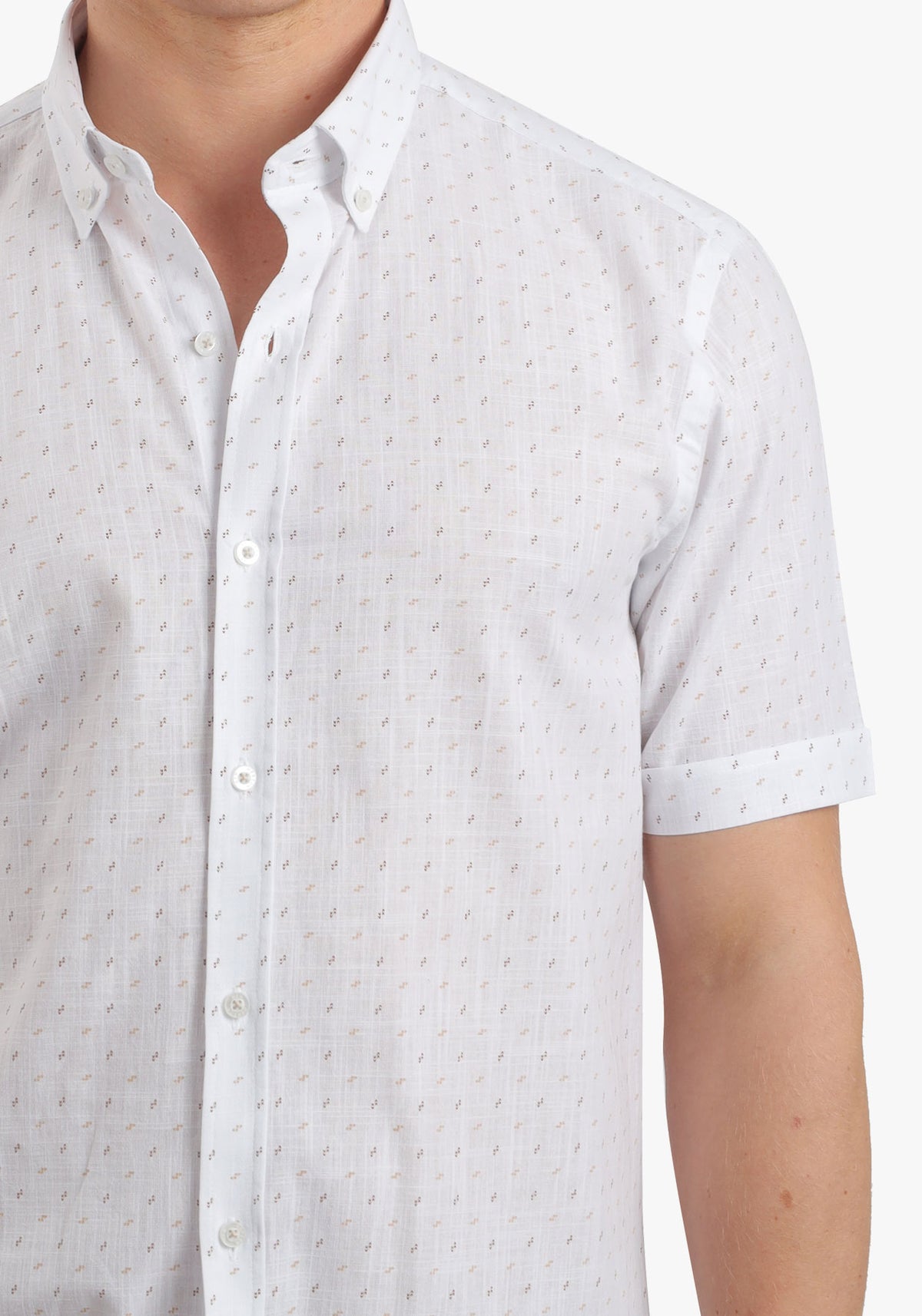 Printed Linen Look Short Sleeves Shirt