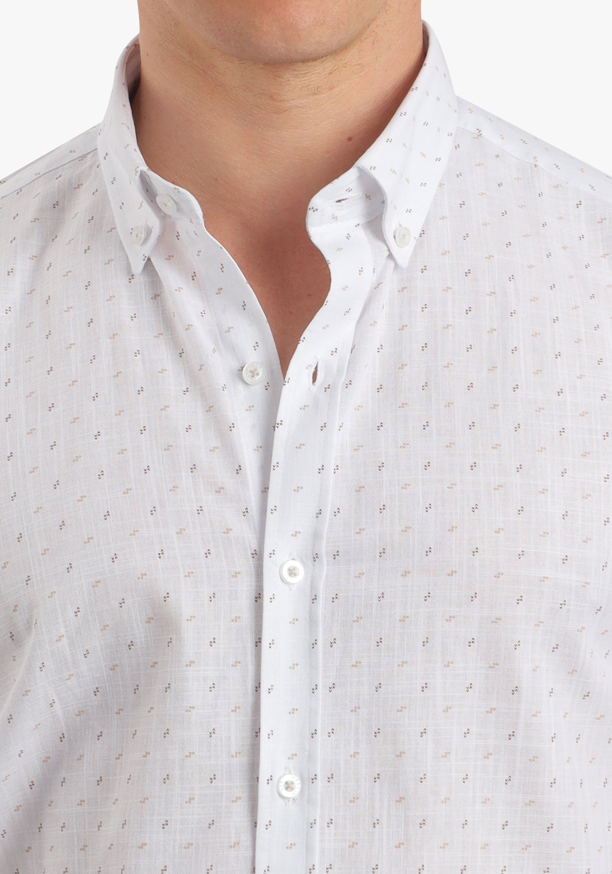 Printed Linen Look Short Sleeves Shirt