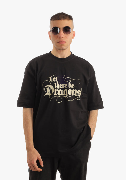 Black Dragon Print Oversize T-shirt