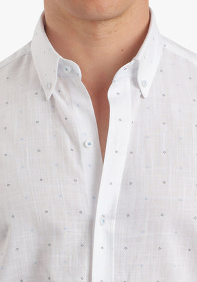 Printed Linen Look Short Sleeves Shirt