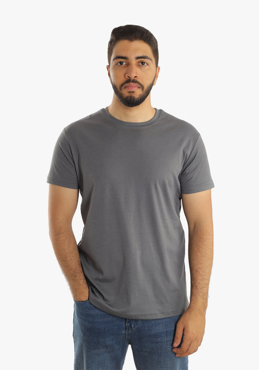 Grey Jacquard Round Neck T-Shirt