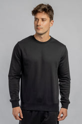 Black crew neck cotton sweatshirt