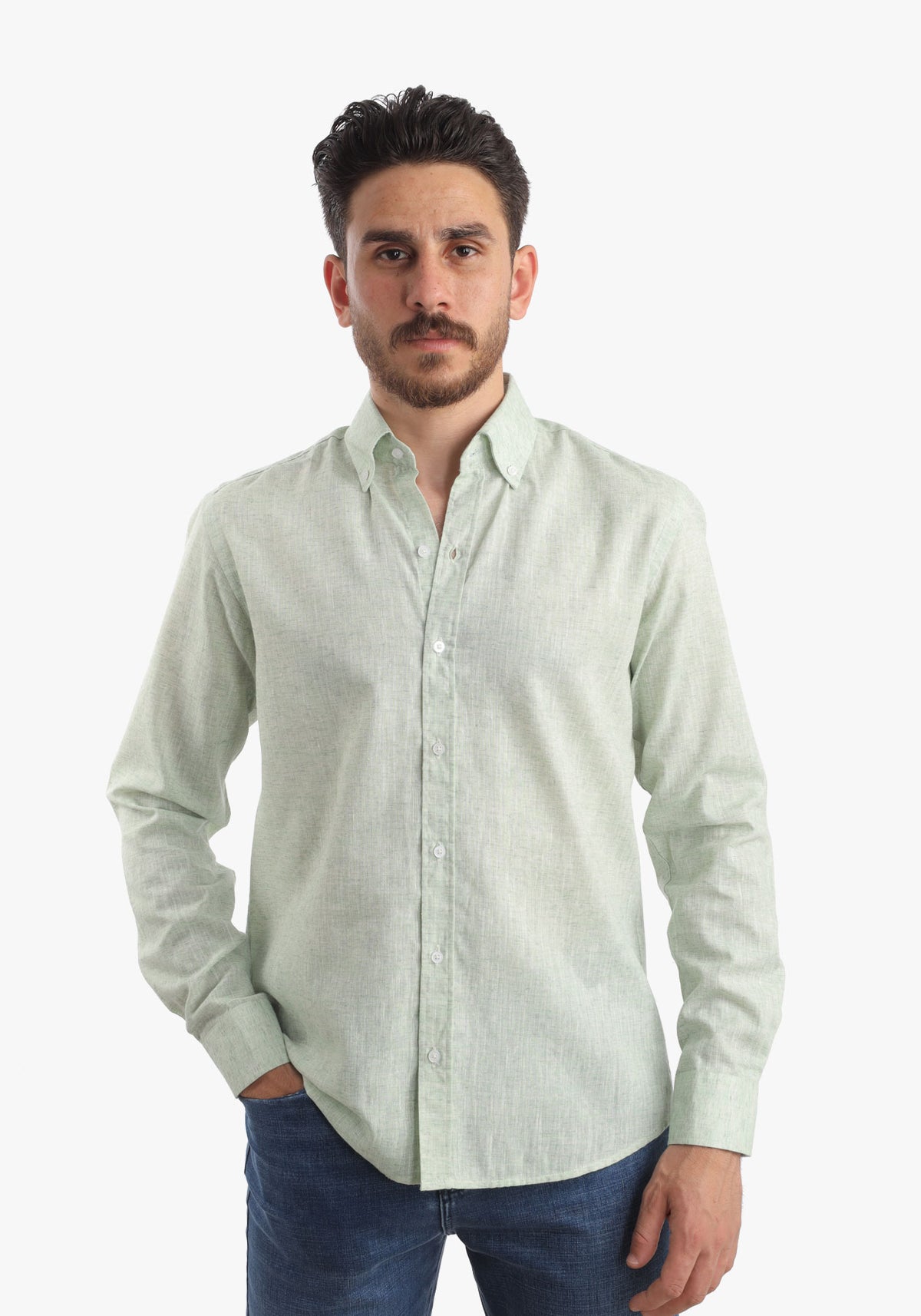 Emerald Green Linen Vibe Long Sleeves Shirt