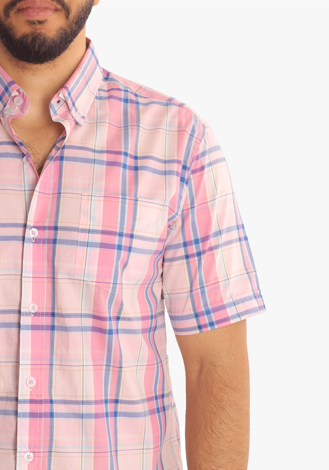 Checkered Short Sleeves Cotton Shirt