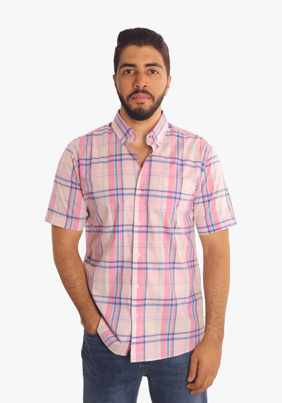 Checkered Short Sleeves Cotton Shirt