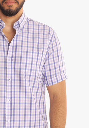 Checkered Short Sleeves Cotton Shirt