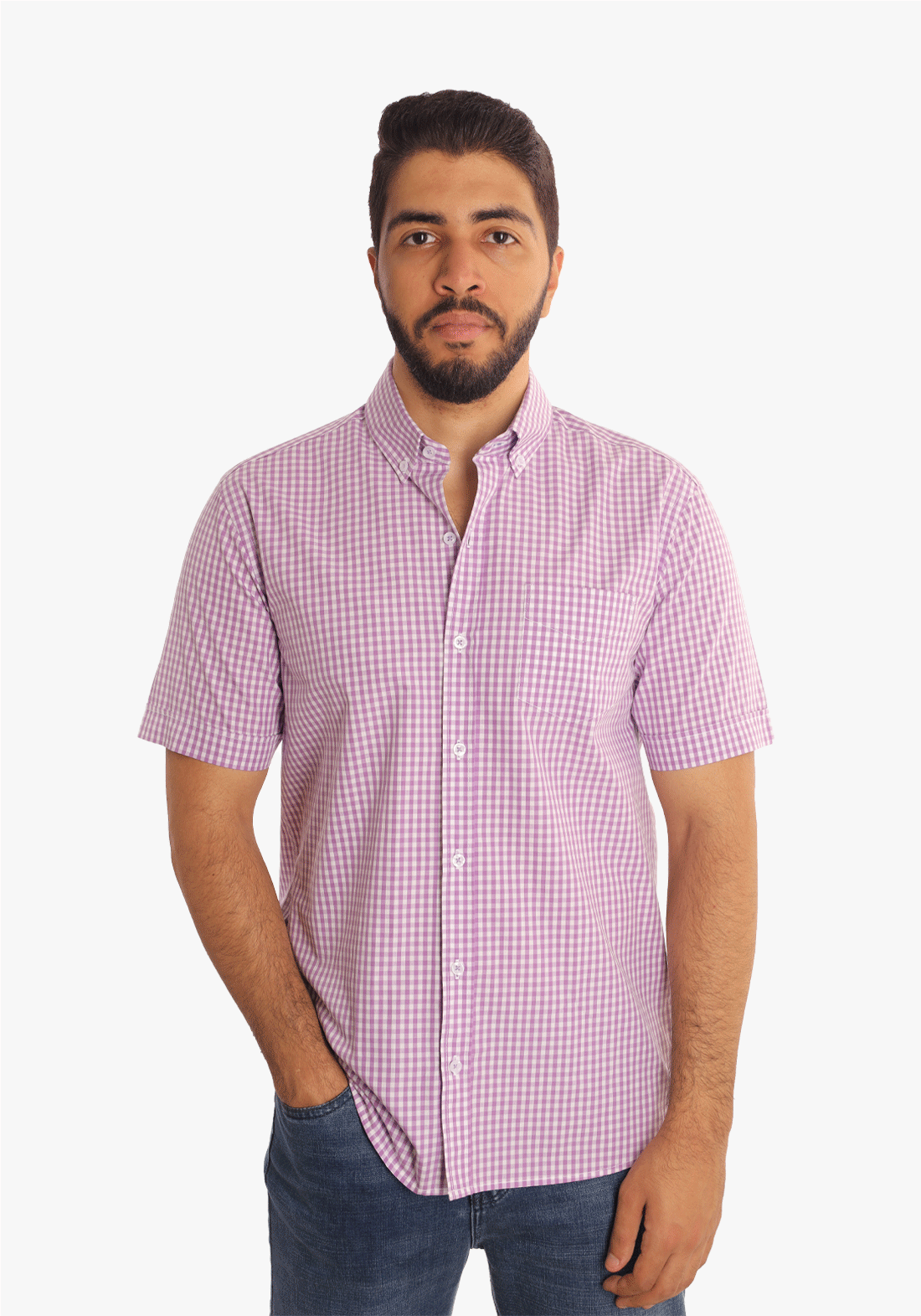 Checkered Short Sleeves Cotton Shirt