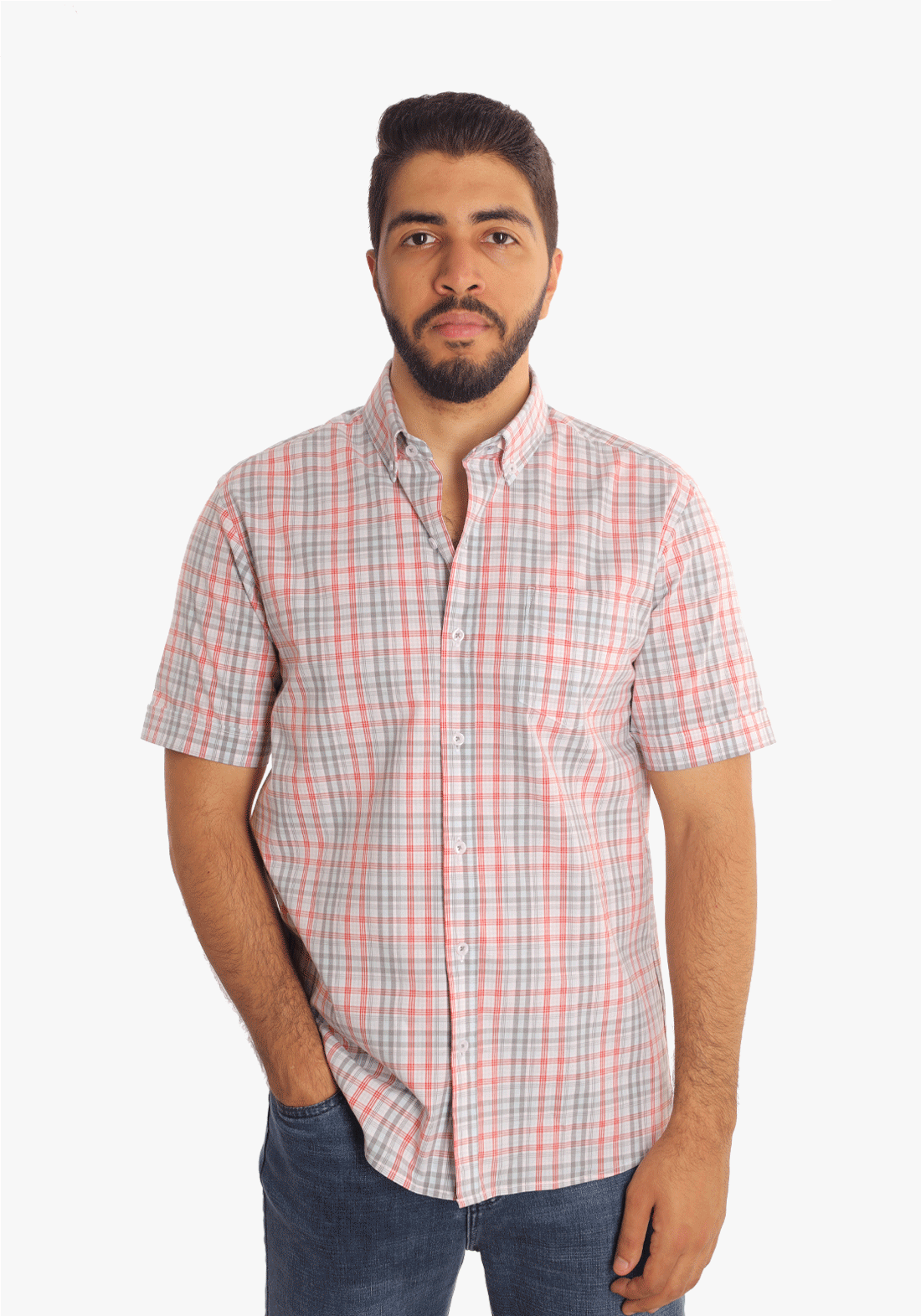 Checkered Short Sleeves Cotton Shirt