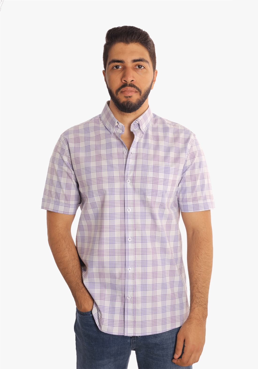 Checkered Short Sleeves Cotton Shirt