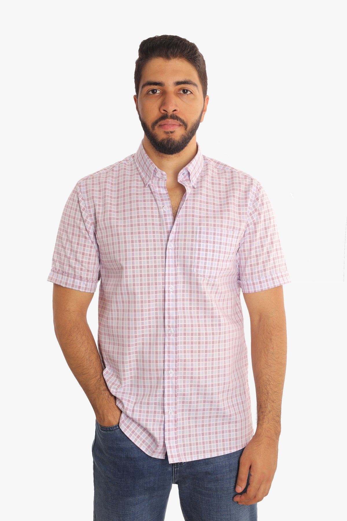 Checkered Short Sleeves Cotton Shirt