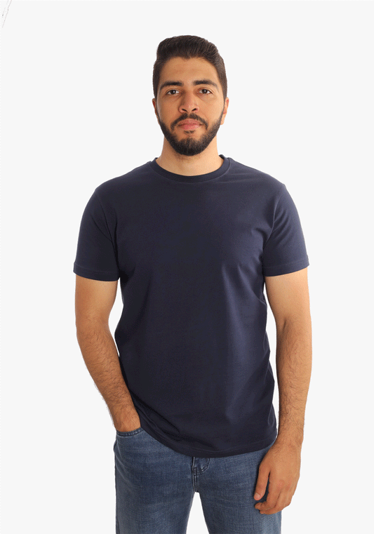 Navy Round Neck Basic T-Shirt