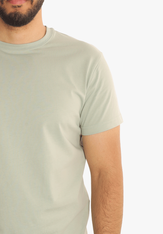 Mint Green Round Neck Basic T-Shirt