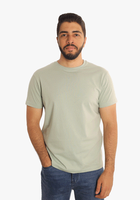 Mint Green Round Neck Basic T-Shirt