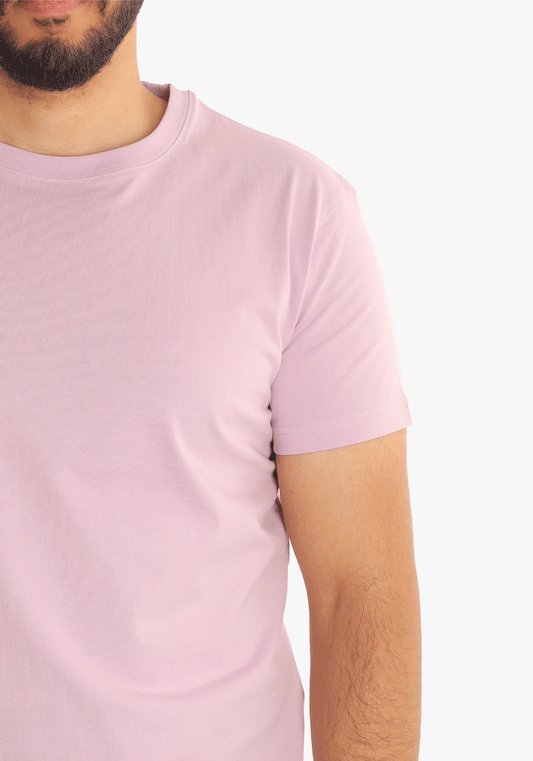 Light Purple Round Neck Basic T-Shirt