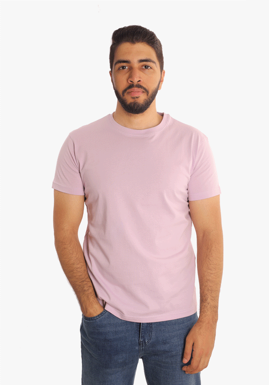 Light Purple Round Neck Basic T-Shirt