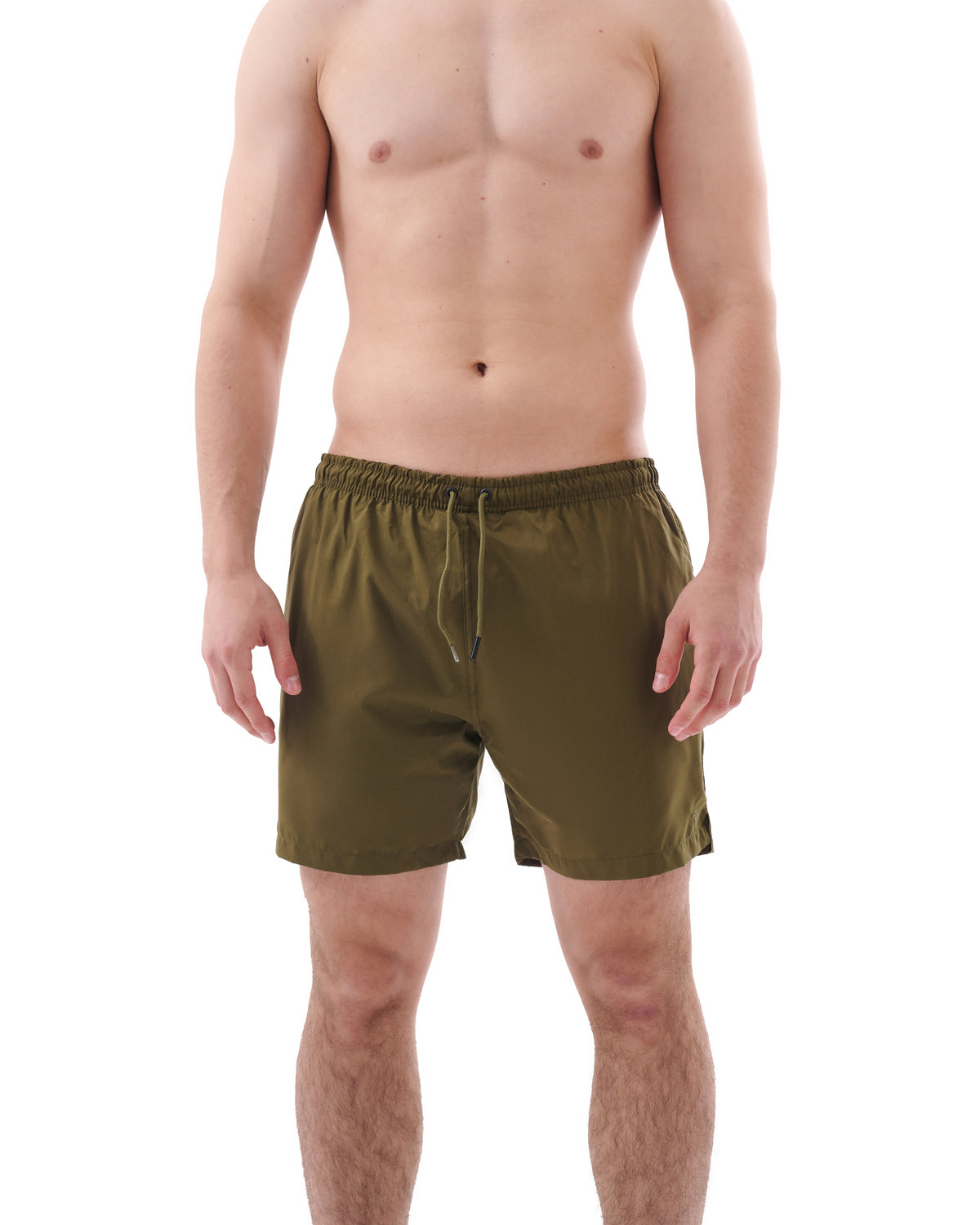 Olive Green Solid Swimwear