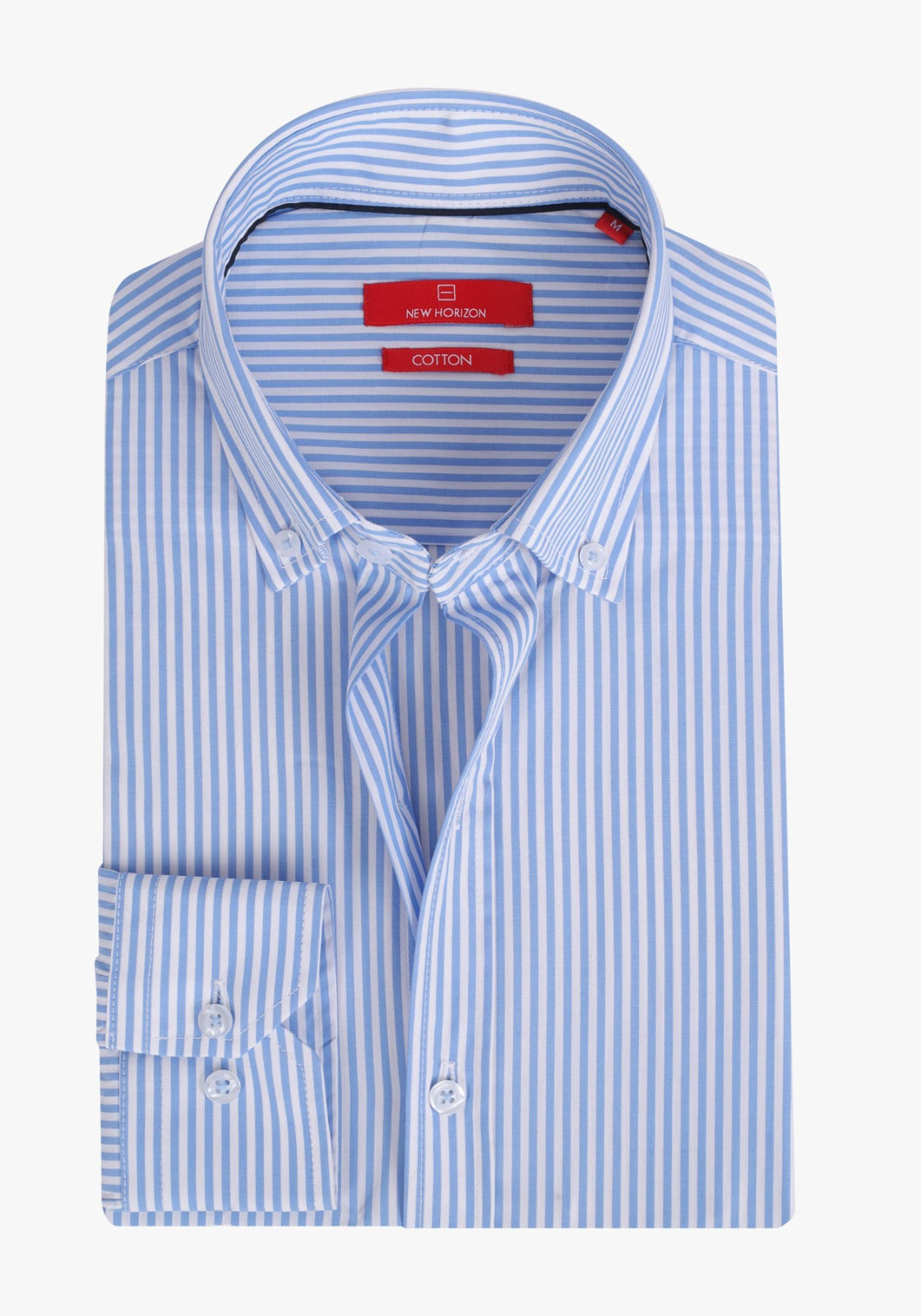 Baby Blue Striped Long Sleeves Casual Shirt