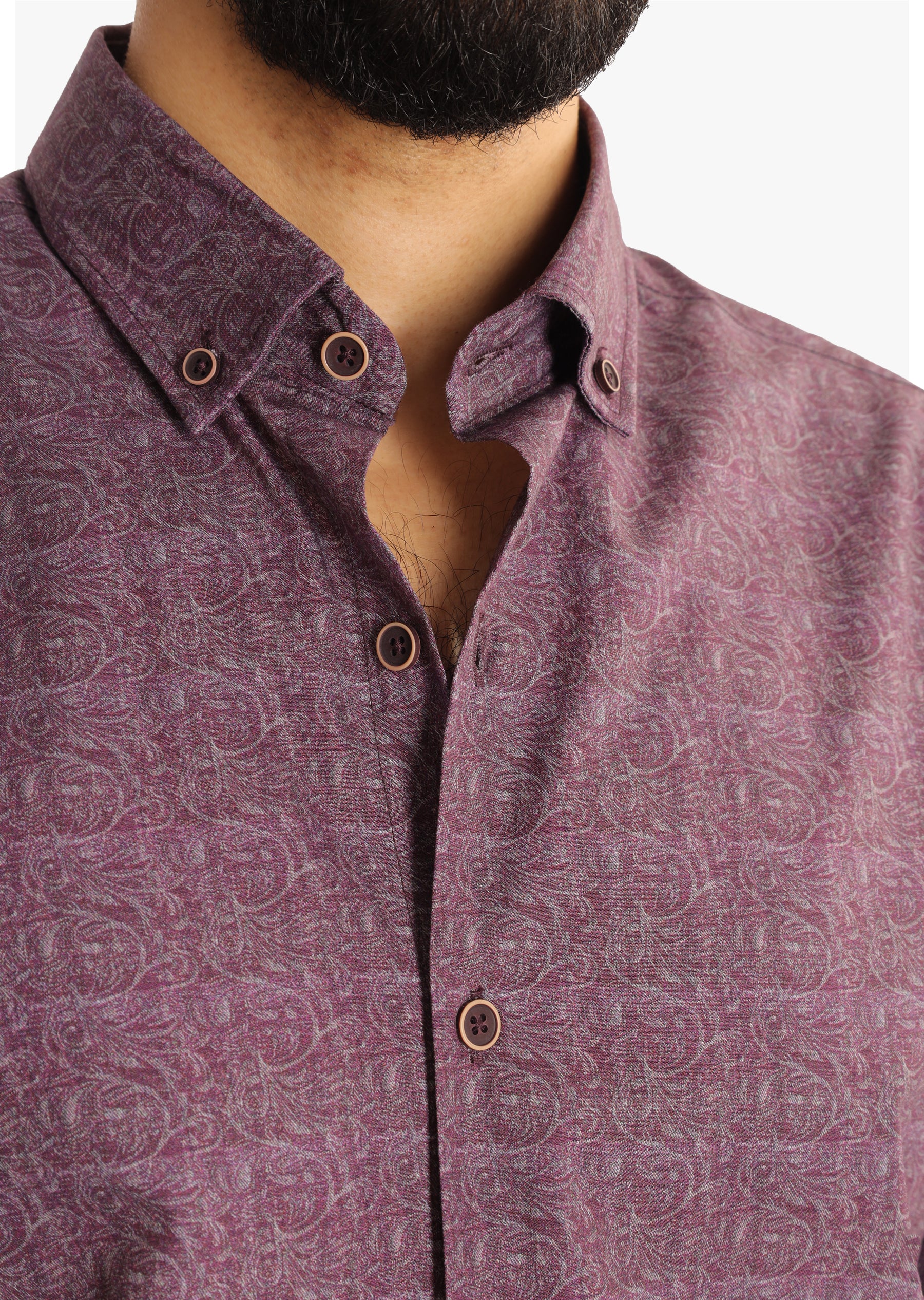 Burgundy Printed Cotton Shirt