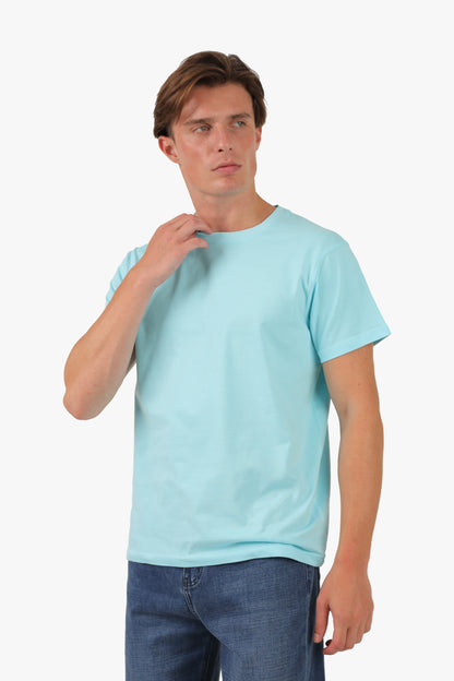 Baby Blue Round Neck Basic T-Shirt